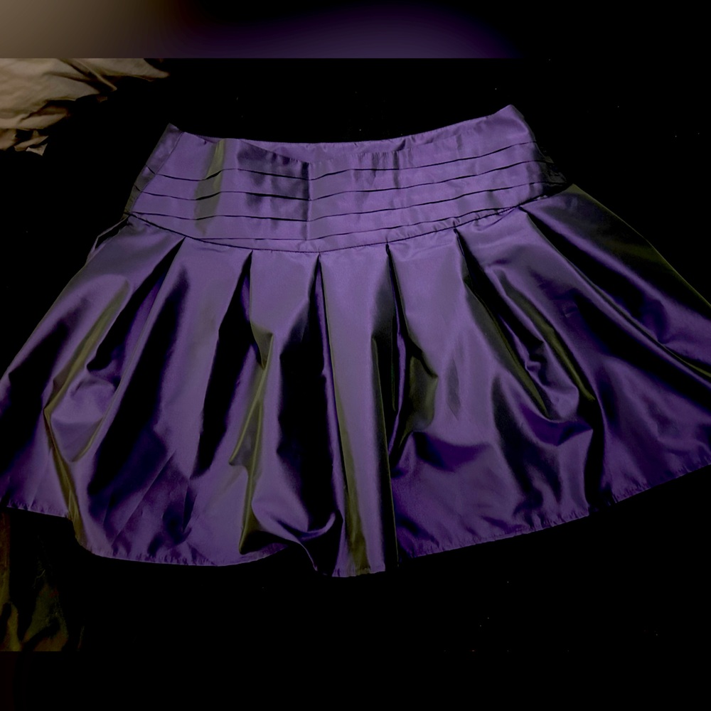 Shimmering Dark Purple Fitted Waist Flared Knee Skirt by Flo Atelier NWT